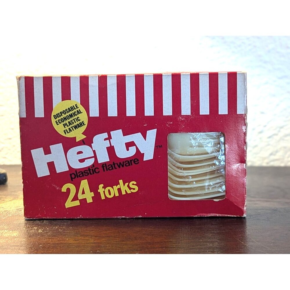 Hefty Disposable Plastic Flatware Forks 24 Count Vintage 1979 Packaging